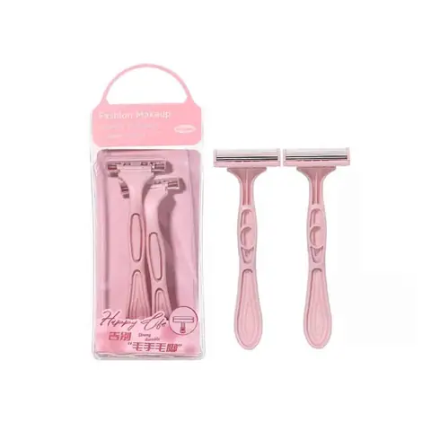 Two LMLTOP portable razors in a fresh light blue, one capped, one with blade extended.
