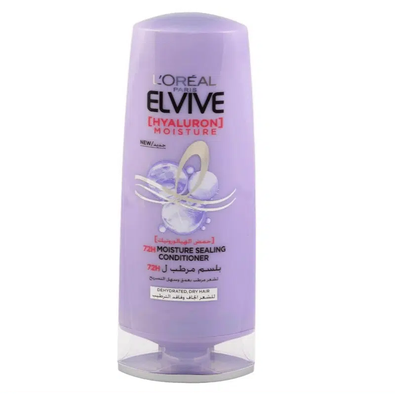Loreal Paris Elvive Hyaluron Moisture Sealing Conditioner, 400ml blue bottle, front view on white background.