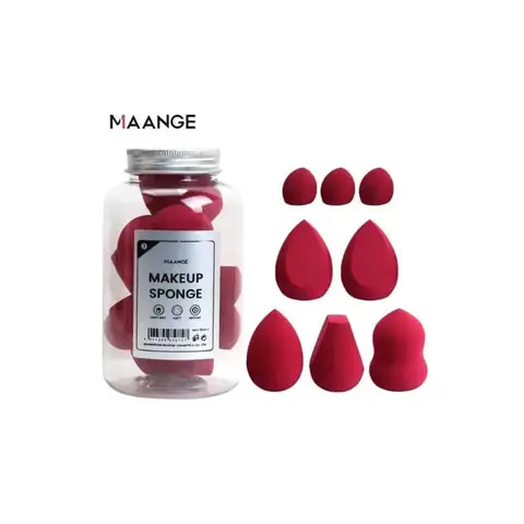 Maange 8 Pcs Makeup Foundation Sponge Set in clear pot, featuring multiple pastel colored sponges.