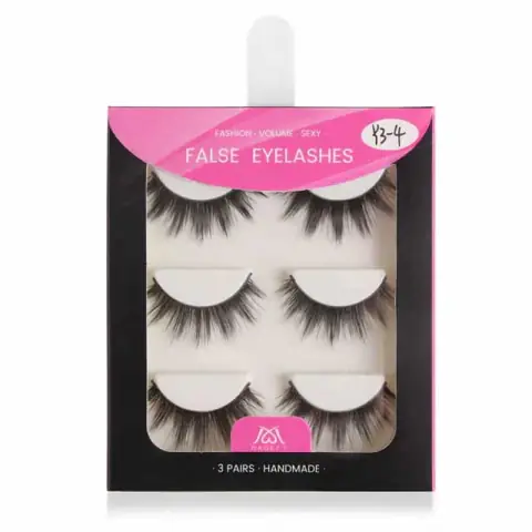 Three pairs of Maange Y3-4 mink false eyelashes, long and voluminous, displayed in clear tray packaging.