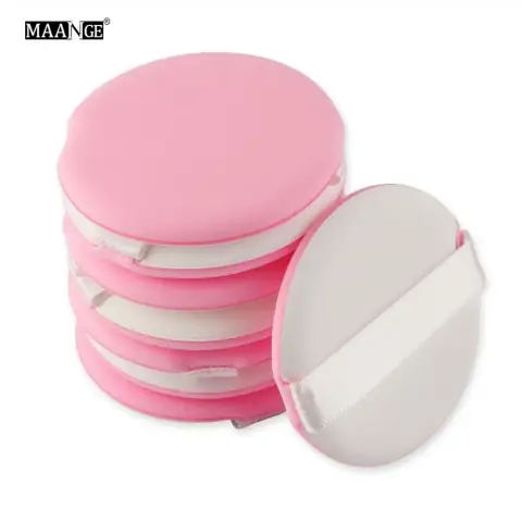 Eight Maange pink teardrop makeup sponges clearly displayed in a transparent retail pack for application.