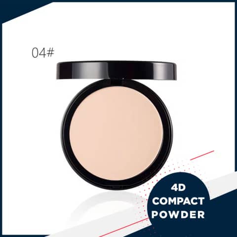 Menow Compact Powder 4d in a sleek black closed case with white branding, front view.