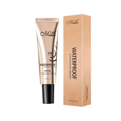 Menow Long Lasting Eyeshadow Primer 15g in a white tube with a golden cap, standing upright.