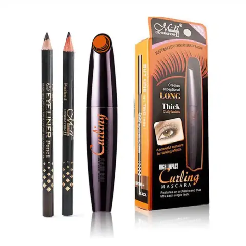 Menow Long Thick Curly Mascara with 2 Free Eyeliner Pencils - Original Price Bangladesh