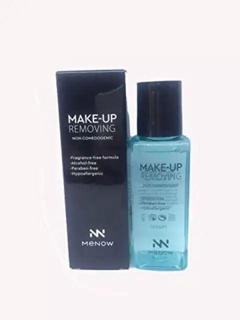 Menow Deep Cleansing Makeup Remover 75ml in a sleek white bottle with vibrant purple cap.