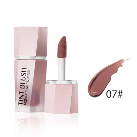 Menow Tint Liquid Blush 07, a 7ml tube, standing upright showing its vibrant peach-orange shade.