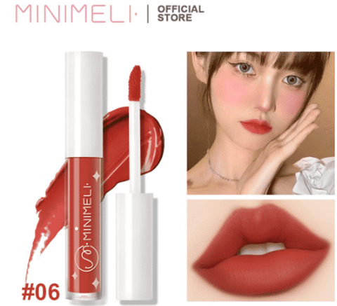 Upright Minimeli Soft Matte Liquid Lipstick 06 tube, displaying its clear body and black cap.