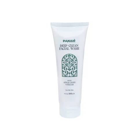 Panam Care Deep Clean Facial Wash 100ml, white tube with green cap, apple cider vinegar on label.
