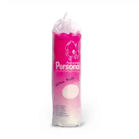 OYUMEA Personal Cotton Pads, 100 soft white round pads visible in clear sealed packaging.