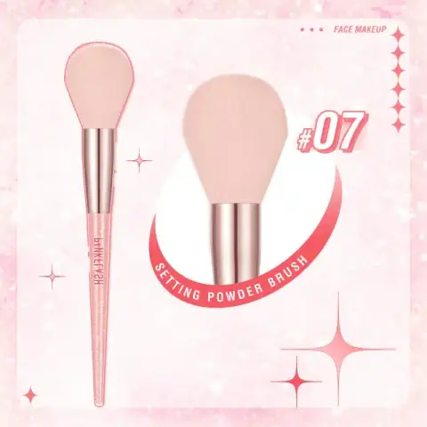 Pink Flash T04-5 professional flame shape blush brush with rose gold handle and gradient bristles.