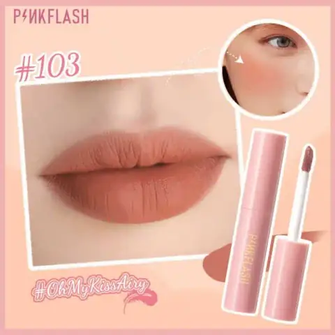 Pink Flash LIQUID Duo Matte Lipsticks, M01 and 103, standing upright against a white background.