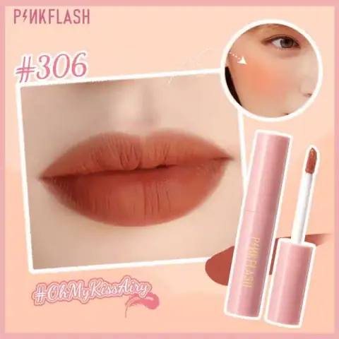 Pink Flash LIQUID Duo Matte Lipstick M01-306 standing upright, featuring both liquid and matching lip liner.