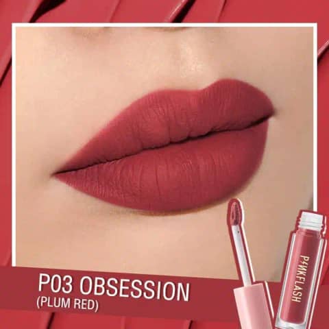 Pink Flash Melting Matte P03 lipstick in a sleek rose gold tube with a clear cap.
