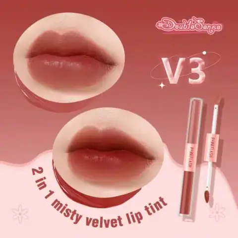 Two Pink Flash Dou Liquid Matte Lipsticks L13, clear base showcasing the elegant nude-pink shade.