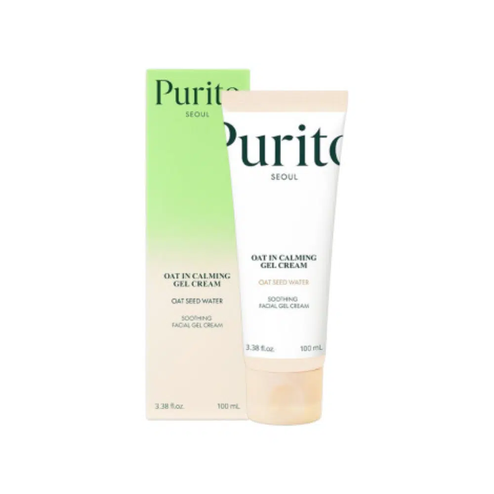 Front view of Purito Seoul Oat In Calming Gel Cream 100ml white tube with green cap.