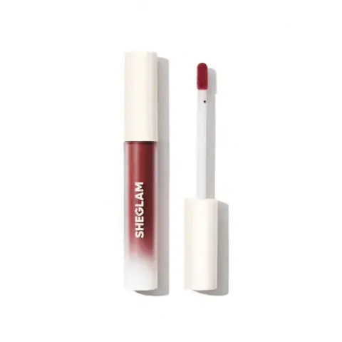 Sheglam Matte Liquid Lipstick Cosmopolitan, vibrant warm pink shade in clear tube with black cap.