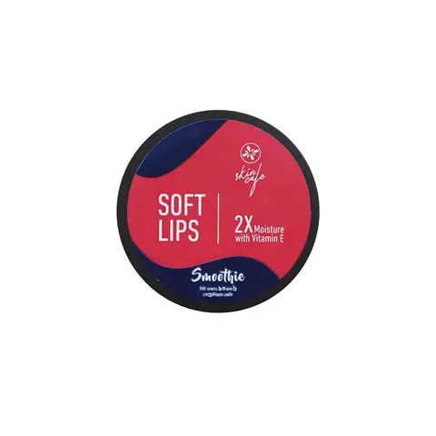 Skin Cafe Soft Lips Lip Balm-Smoothie 10g: upright, light pink cylindrical packaging with white cap.