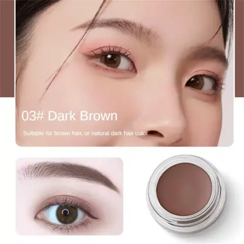 Lameila SVMY Dark Brown Eyebrow Pomade pot and dual-ended brush for defined brows.