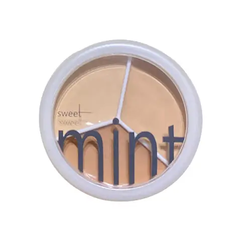 Sweet Mint 3-color concealer palette, open to reveal light, medium, and dark skin shades.