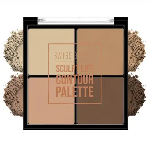 Swiss Beauty Contour Palette Sculpt Lift 01, closed sleek black compact, front view.