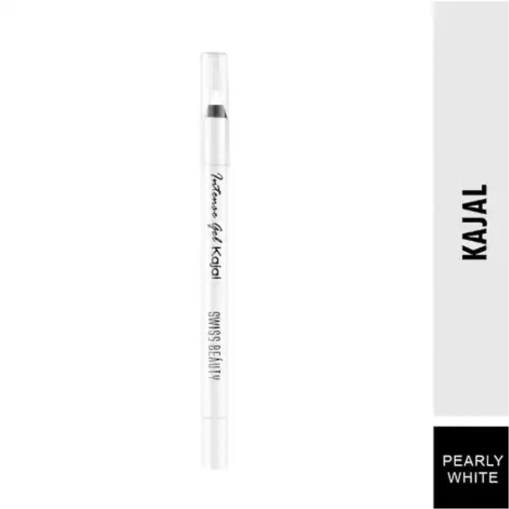 Swiss Beauty Intense Gel Kajal 07 in sleek black packaging, highlighting its pearly white tip.