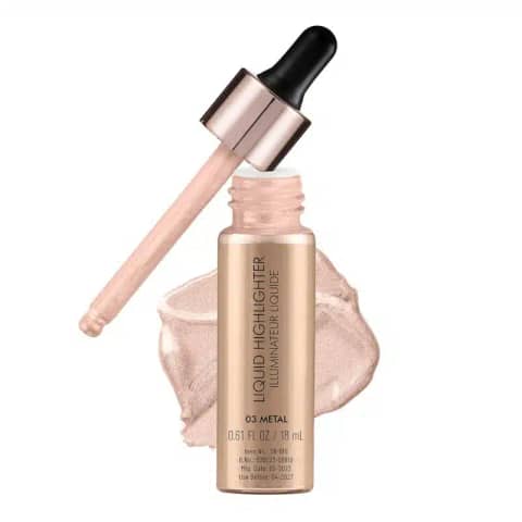 Swiss Beauty Liquid Highlighter Metal 18ml tube with sleek dark grey packaging and silver cap.