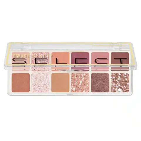Swiss Beauty Select Eyeshadow Palette 01 Slow Days, sleek black compact, closed, front view.