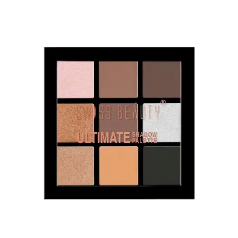 Sleek black Swiss Beauty Ultimate Eyeshadow Palette 9 Color 05, closed, displayed on white background.
