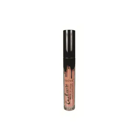 Technic Cashmere Matte Lip Cream in Bare shade, with applicator and tube standing upright.