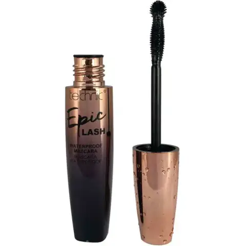 Technic Epic Lash Waterproof Mascara in a sleek black tube, standing upright on a clean background.