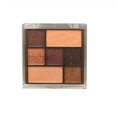 Technic Chocolate Truffle pressed pigment palette open, revealing rich brown and gold shimmer eyeshadows.