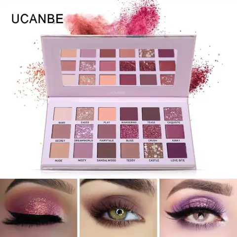 UCANBE Aromas Nudes Eyeshadow Palette open, showcasing 30 matte and shimmer natural shades.