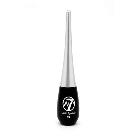 W7 Dip Liquid Eyeliner black tube standing upright with its fine brush applicator shown.