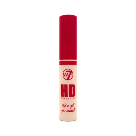W7 HD Concealer Light Cool LC3, an upright tube with white cap and clear branding.