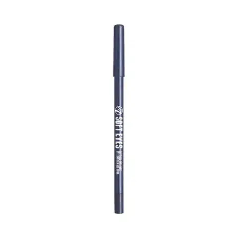 Sleek black W7 Soft Eyes Gel Eyeliner Pencil 'Up All Night' with cap on, resting horizontally.