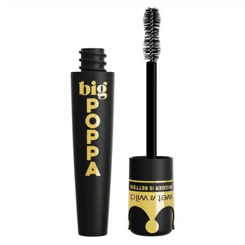 Wet N Wild Big Poppa Black Mascara tube packaging, standing prominently on a white background.