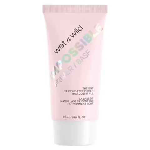 Wet N Wild Impossible Primer 25ml bottle, clear plastic with white pump, standing upright.