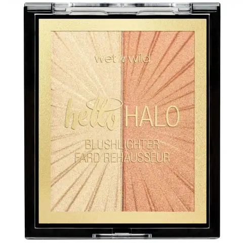 Wet n Wild MegaGlo Blushlighter compact featuring shimmery peach-gold powder with unique textured design.