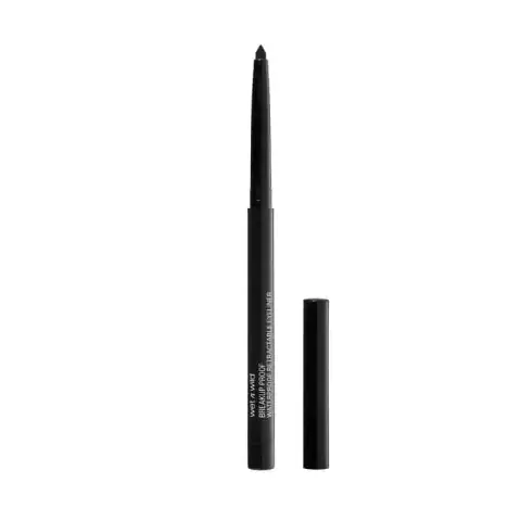 Wet N Wild MegaLast black retractable waterproof eyeliner, tip visible, standing upright on white.
