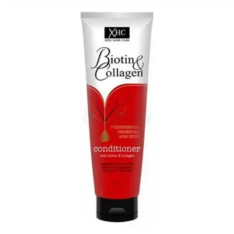 XPEL Biotin Collagen Shampoo, 300ml white bottle with a vibrant pink label, front view.