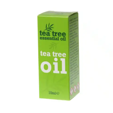 XPEL Tea Tree Oil 10ml amber glass bottle with white dropper cap on a white background.